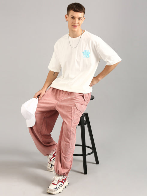 Cream Cut&Sew Oversized Printed T-shirt