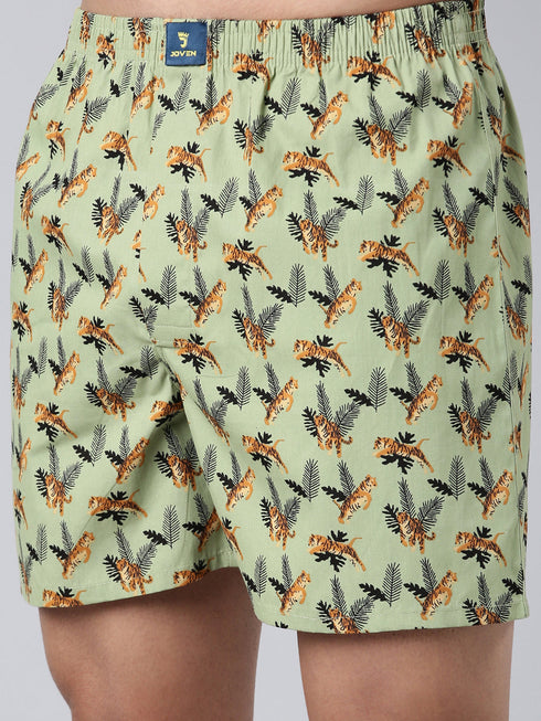 Green Printed Cotton Boxer