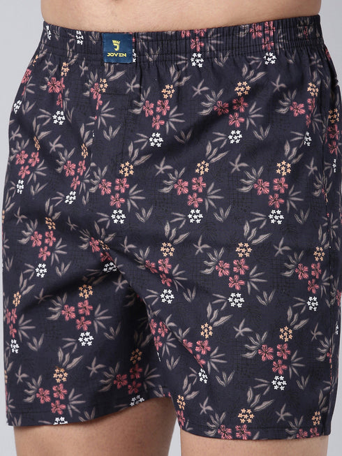 Navy Blue Printed Pure Cotton Boxer