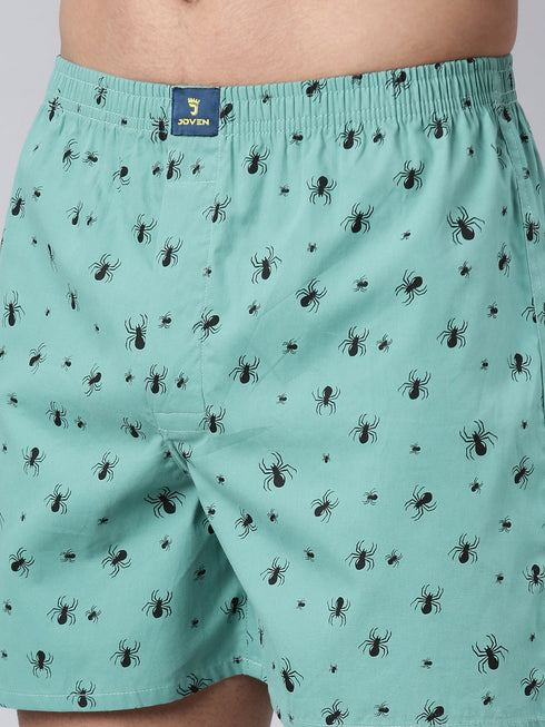 Mint Green Printed Pure Cotton Boxer