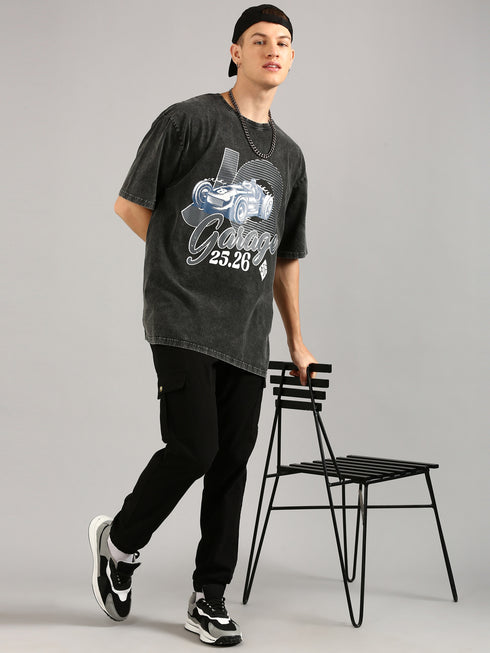 Black Oversized Distressed Stone Washed T-shirt