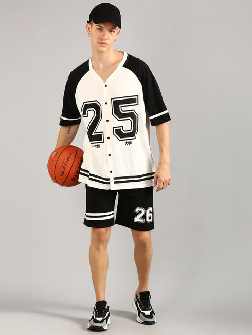 White & Black Printed Relaxed Fit Co-Ords Set