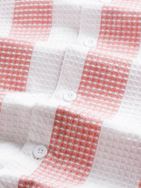 White&Pink Striped Short Sleeved Oversized Shirt