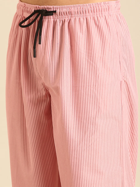 Peach Textured Relaxed Fit Co-Ords Set