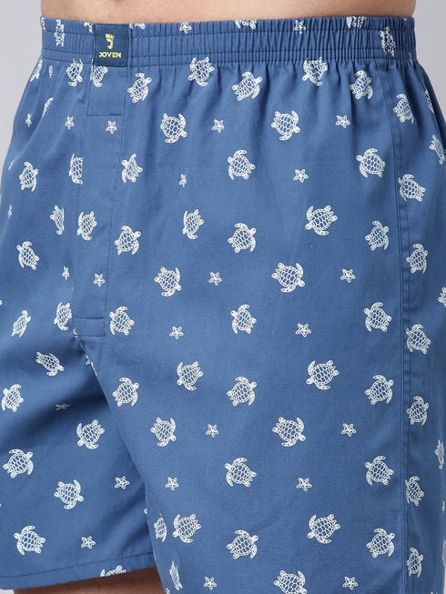 Blue Printed Pure Cotton Boxer