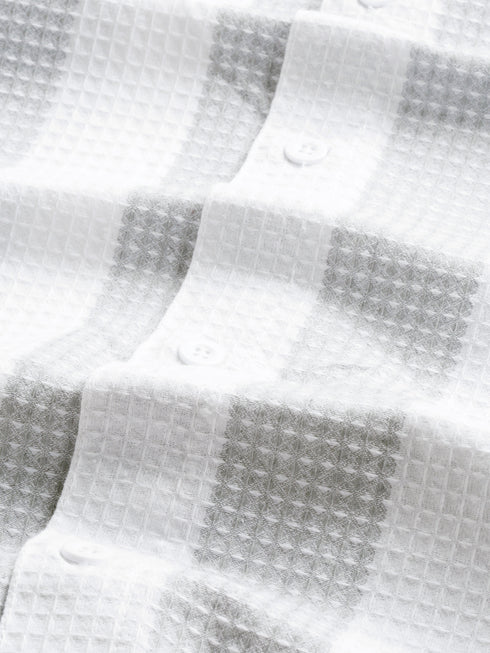 White&Grey Striped Short Sleeved Oversized Shirt