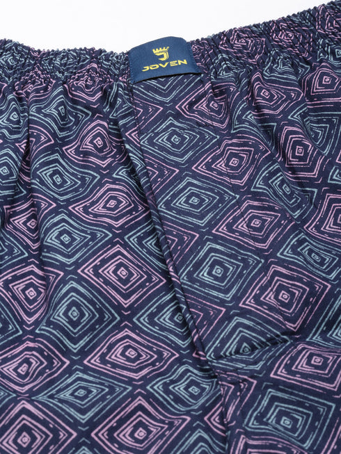 Navy & Grey Printed Cotton Boxer