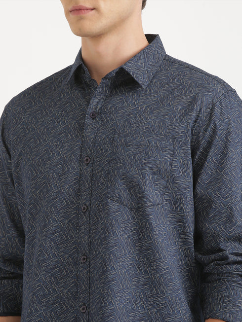 Black & Grey Printed Full Sleeve Casual Shirt