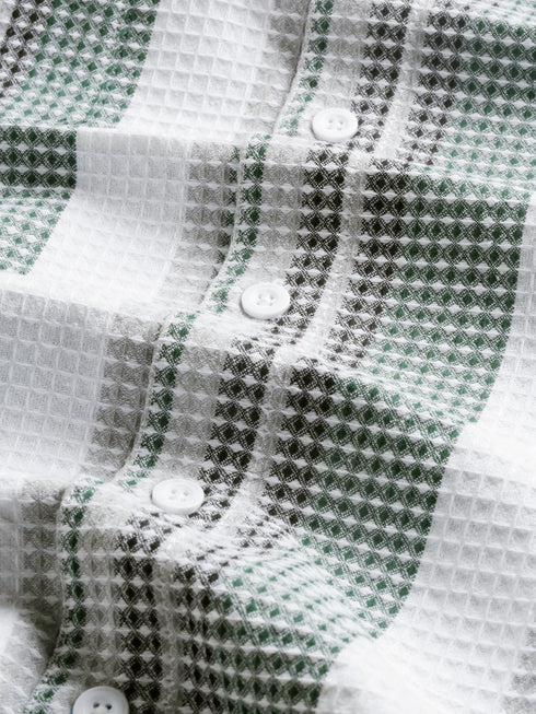 White&Green Striped Short Sleeved Oversized Shirt