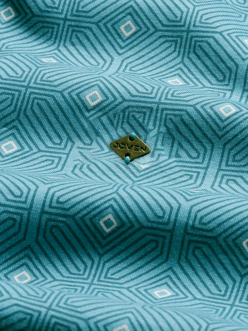 Teal Printed Polo T-shirt