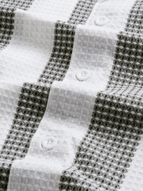 White&Black Striped Short Sleeved Oversized Shirt