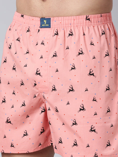 Peach Printed Pure Cotton Boxer