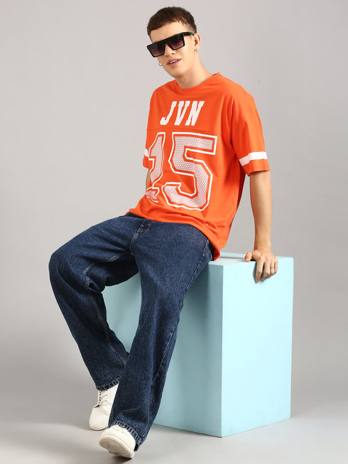 Orange Printed Oversized T-shirt