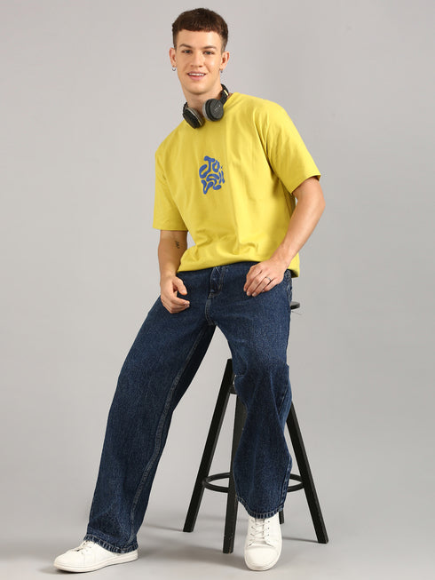 yellow Printed Oversized T-Shirt