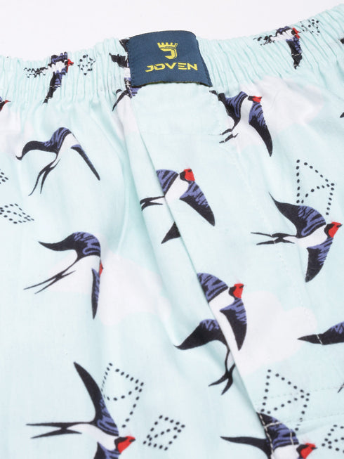 Light Blue Printed Pure Cotton Boxer