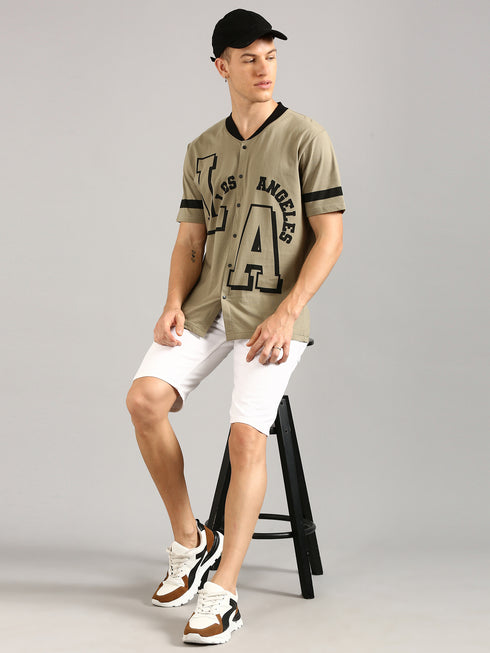Brown Printed Regular Fit T-Shirt