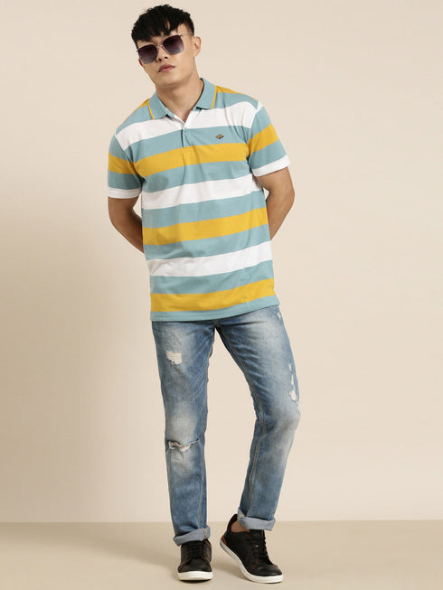 Multicolored Striped Polo T-shirt