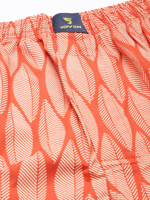 Orange Printed Pure Cotton Boxer