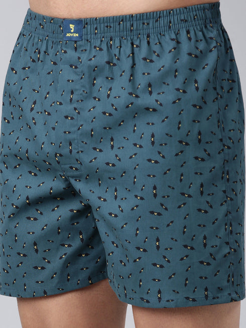 Teal Printed Cotton Boxer