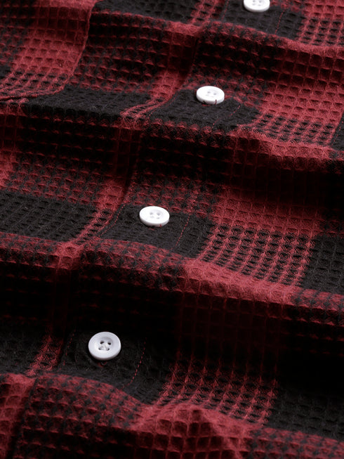 Red&Black Checked Short Sleeved Oversized Shirt