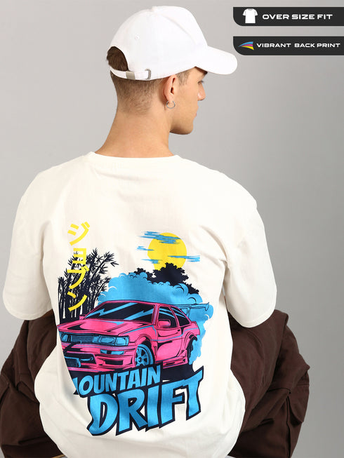 Cream Oversized Printed T-shirt