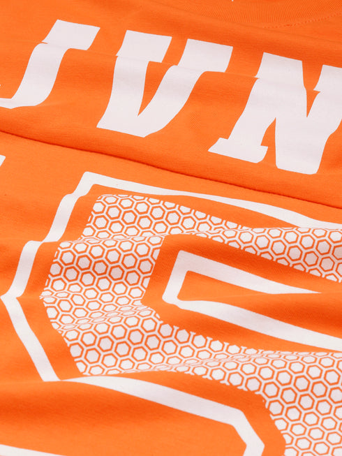 Orange Printed Oversized T-shirt