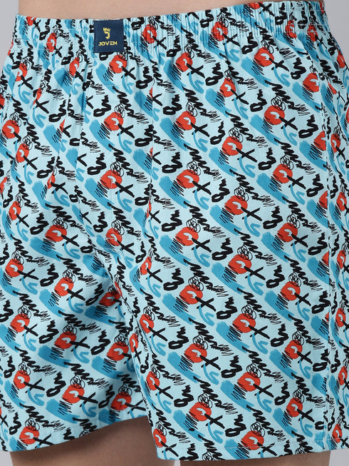 Blue Printed Cotton Boxer