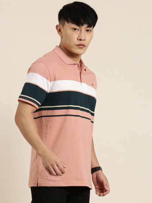 Pink Striped Polo T-shirt