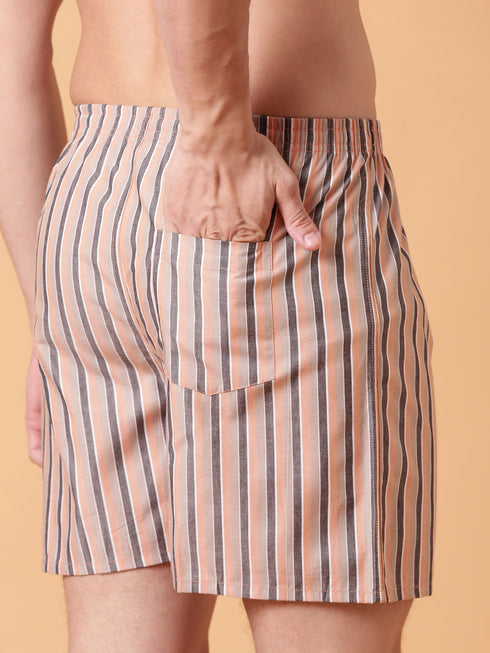 Brown Checked Cotton Boxer
