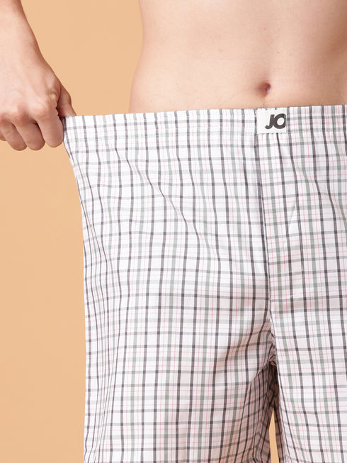 White Checked Cotton Boxer