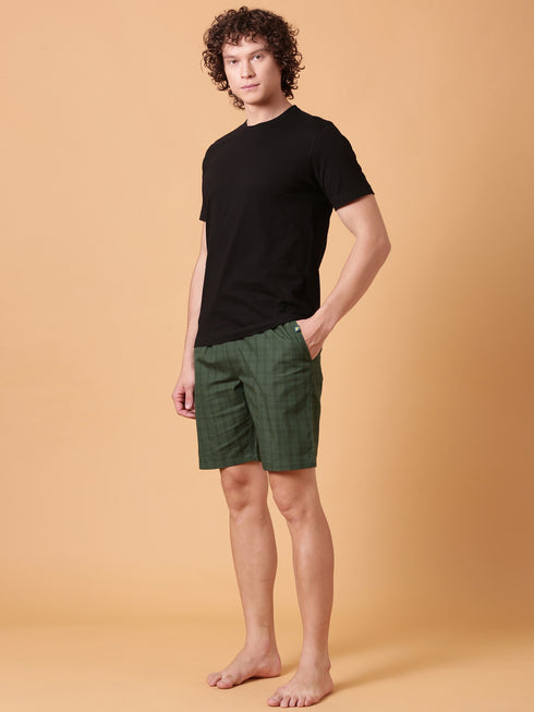 Black and Green Checked Night Suit