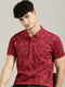 Maroon Printed Polo T-shirt