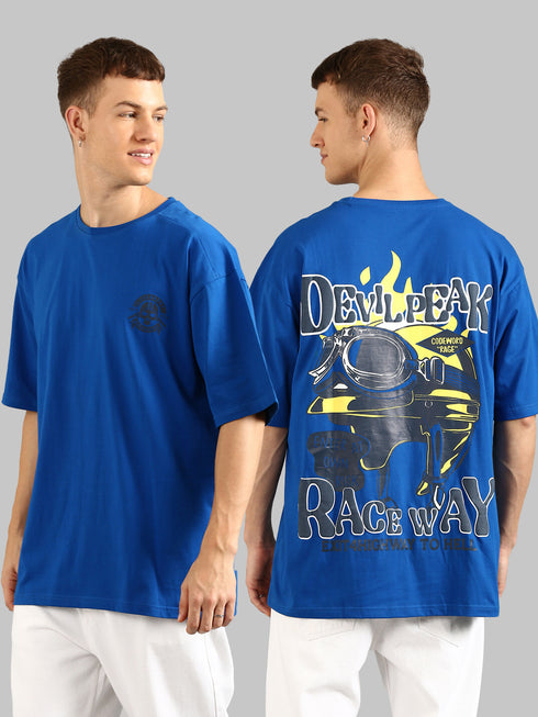 Royal Blue Oversized Puffy Printed T-shirt