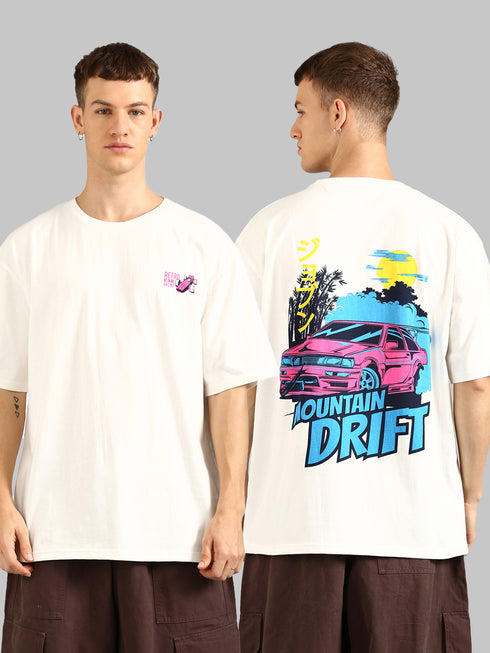 Cream Oversized Printed T-shirt