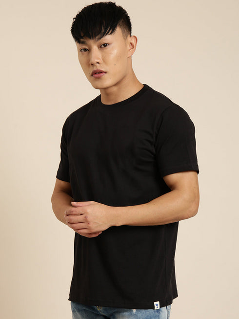 Black Printed Oversized Crew Neck T-shirt