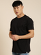 Black Printed Oversized Crew Neck T-shirt