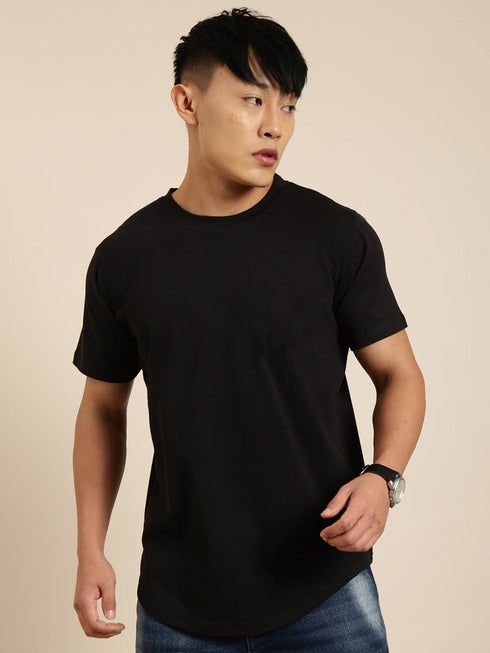 Black Printed Oversized Crew Neck T-shirt