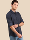 Navy Blue Printed Full Sleeves Shirt