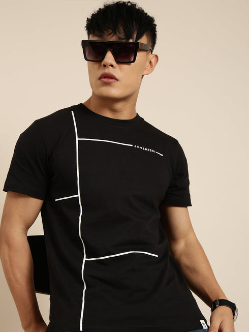 Black Printed Crew Neck T-shirt
