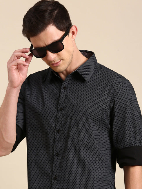 Black Printed Full Sleeves Shirt