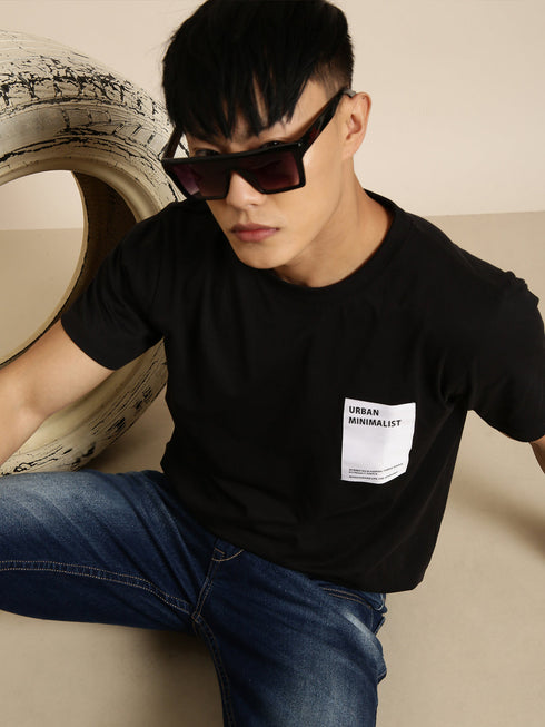 Black Printed Crew Neck T-shirt