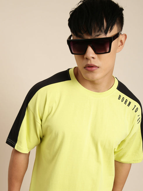 Green Printed Oversized Crew Neck T-shirt