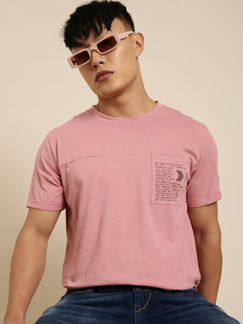 Pink Printed Crew Neck T-shirt