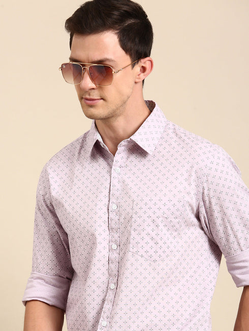 Lavender Printed Full Sleeves Shirt