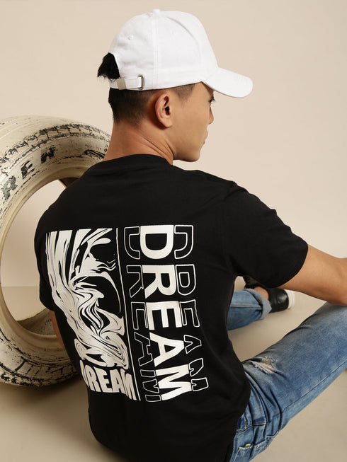 Black Printed Crew Neck T-shirt