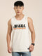 White Printed Crew Neck Tank Top