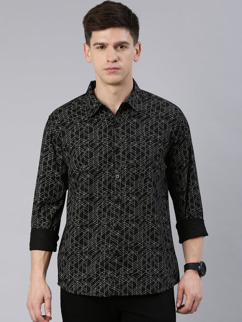 Black Printed Full Sleeves Shirt