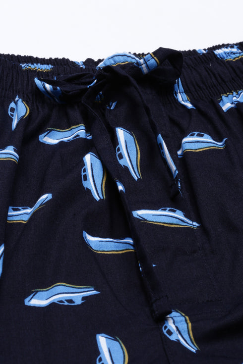 Navy Blue Printed Lounge Pant