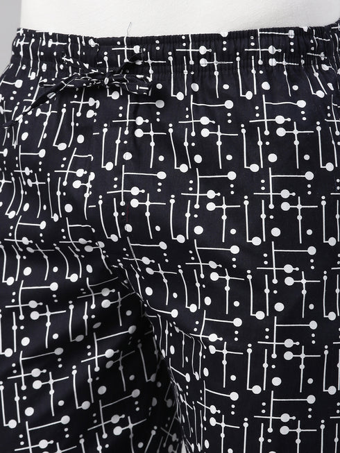 Navy Blue Printed Lounge Pant