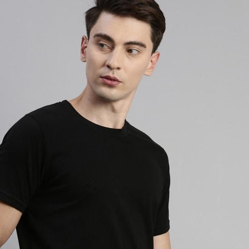 Black Solid Crew Neck T-shirt